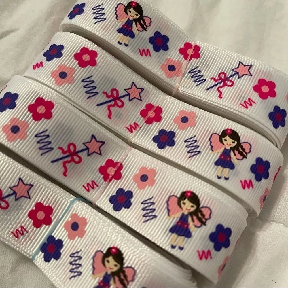 Grosgrain Ribbon 7/8” 5 yards yds 5/$20 NEW fairy flowers floral wand girl pink